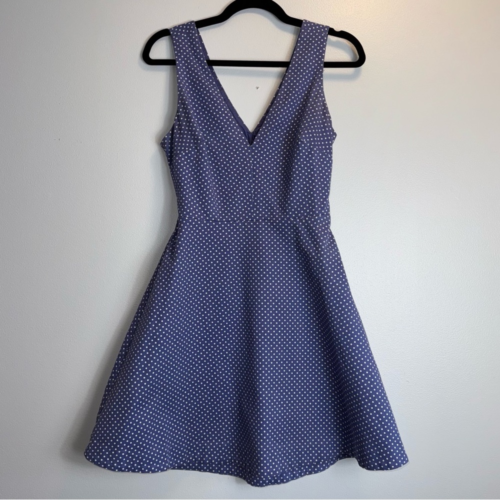 Victoria’s Secret Blue w/ White Polka Dot Dress Retro A-Line Fit Flare Size 6
